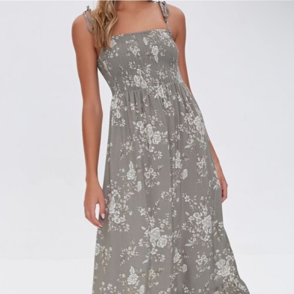 Floral Gray Maxi Dress MEDIUM